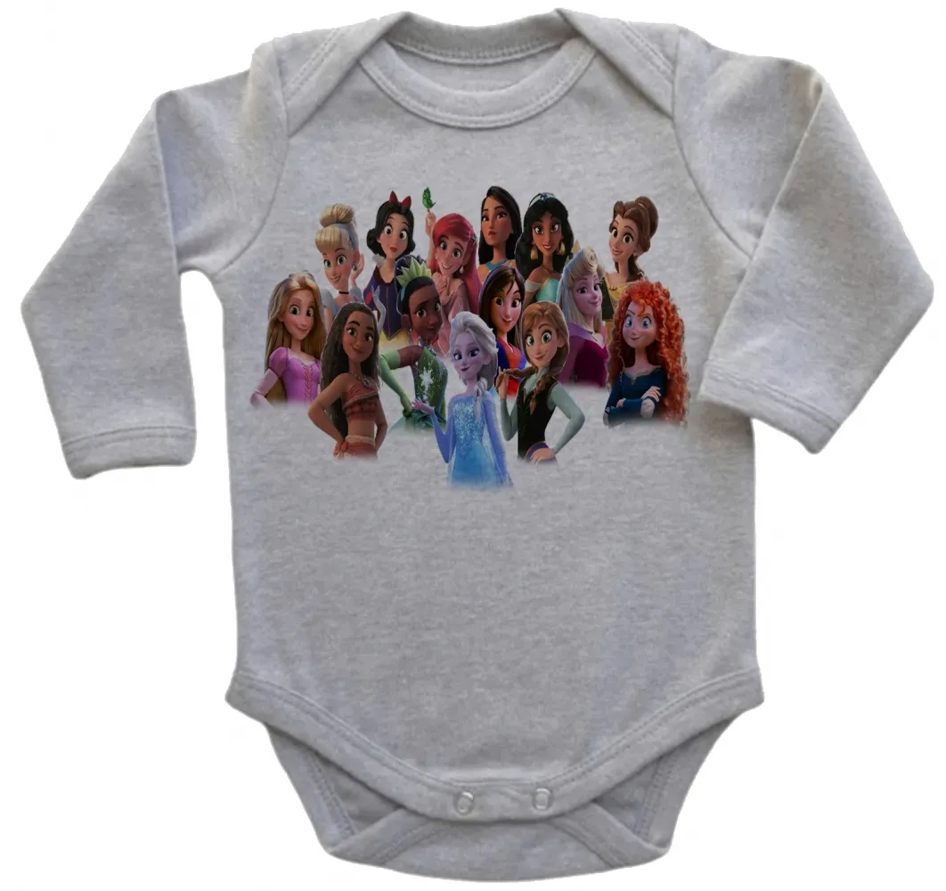 Body Bebê Infantil roupa criança princesas disney rapunzel frozen branca neve