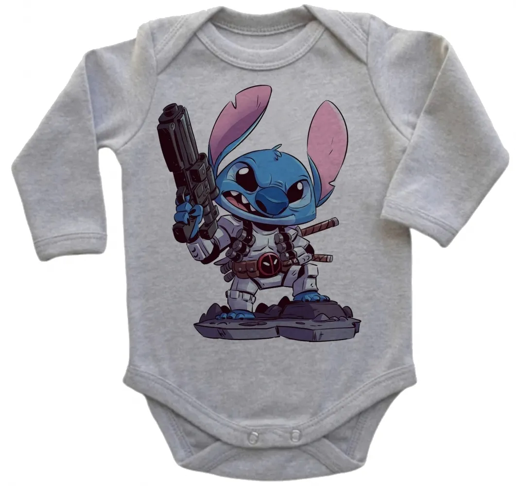 Body Bebê Infantil roupa criança Stitch deadpool desenho animado
