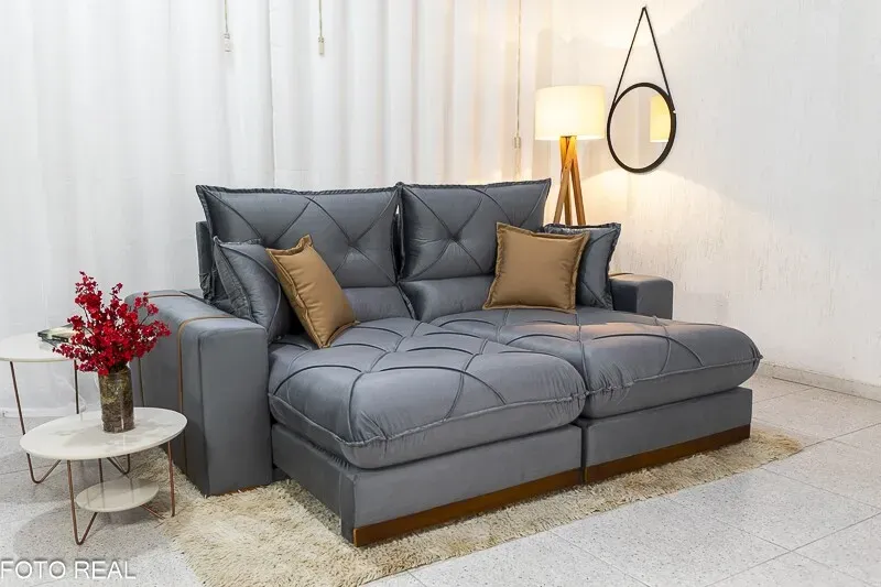 Sofá Retrátil e reclinável Molas ensacadas D33 Gran bello 2,50 NV Super promoção
