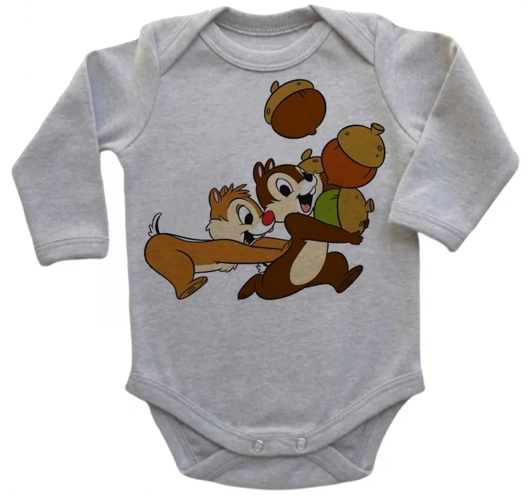 Body Bebê Infantil roupa criança Tico e Teco esquilo desenho antigo Imagem