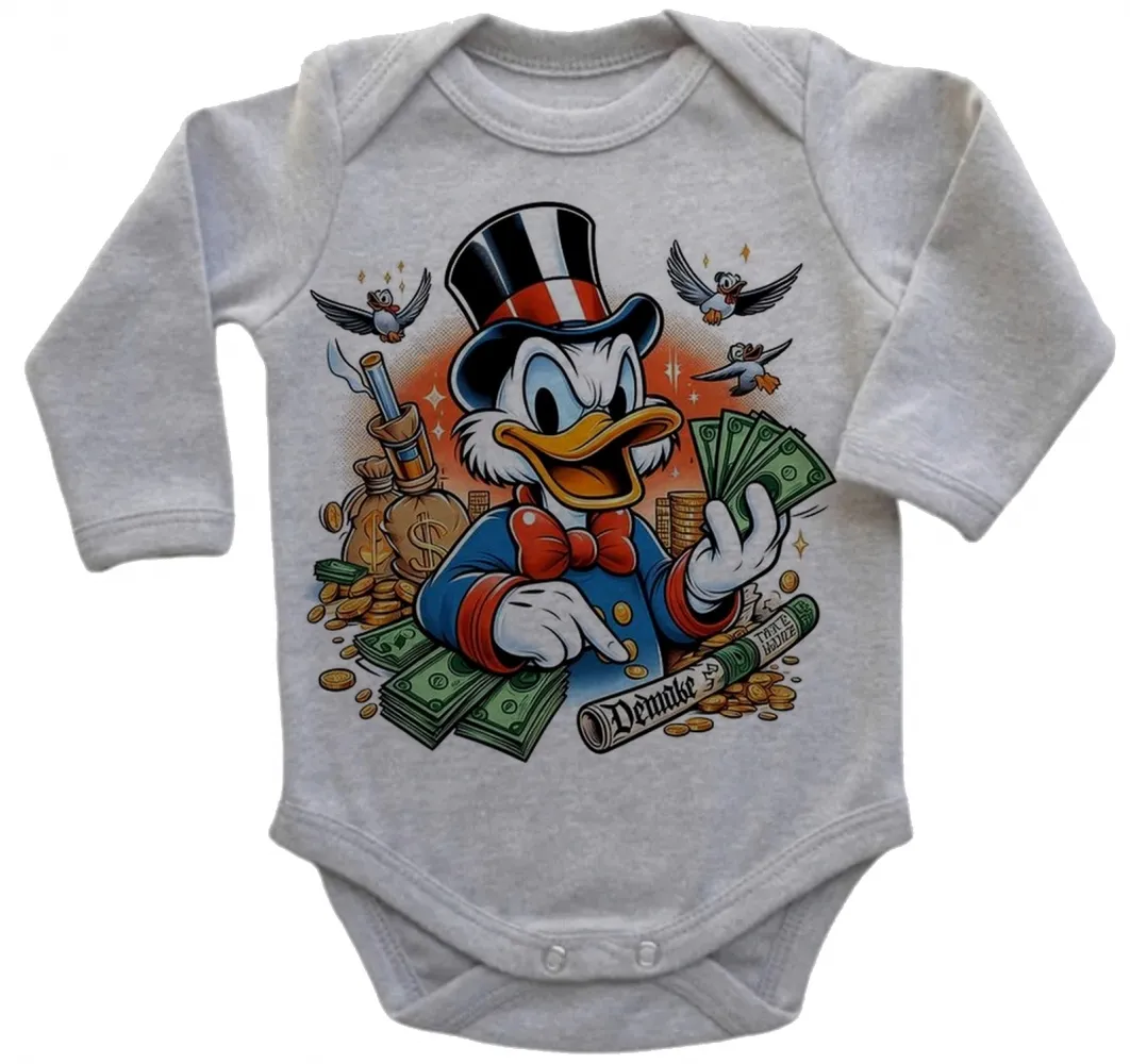 Body Bebê Infantil roupa criança Tio patinhas dolar ouro rico