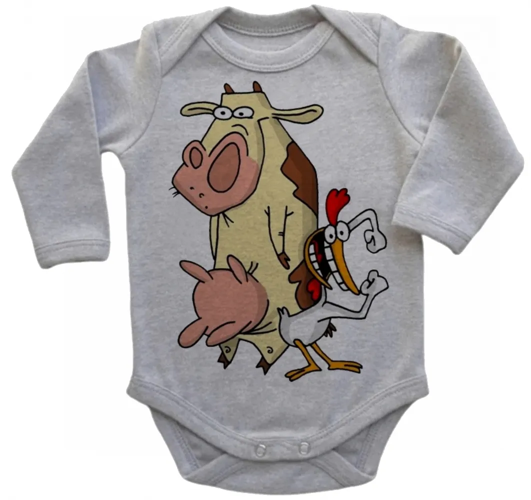 Body Bebê Infantil roupa criança Vaca eo frango desenho cartoon