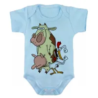 Body Bebê Infantil roupa criança Vaca eo frango desenho cartoon - Foto 2
