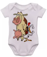 Body Bebê Infantil roupa criança Vaca eo frango desenho cartoon - Foto 3