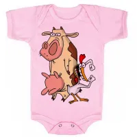 Body Bebê Infantil roupa criança Vaca eo frango desenho cartoon - Foto 4