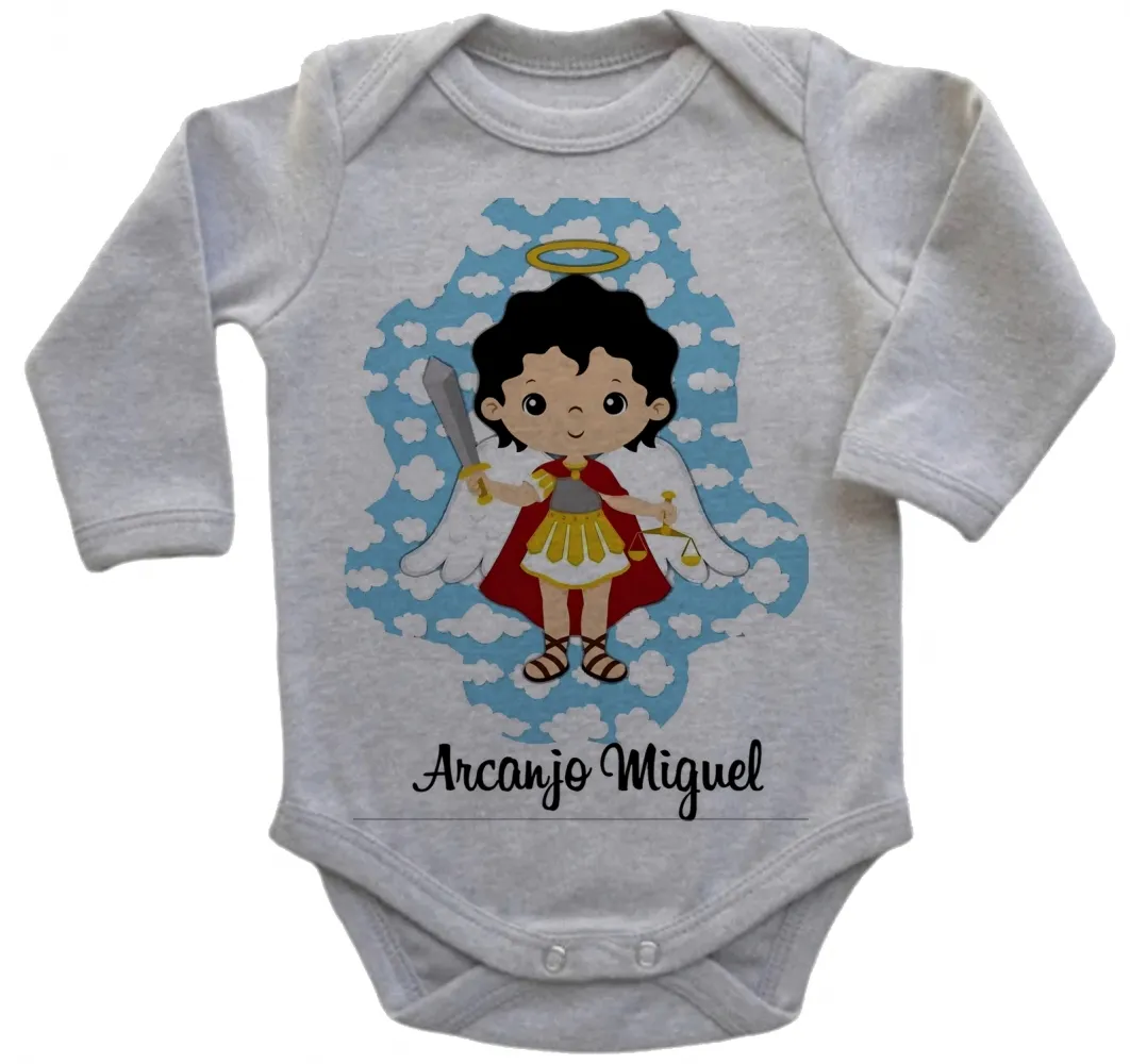 Body Bebê Infantil roupa criança Arcanjo Miguel Jesus Cristo