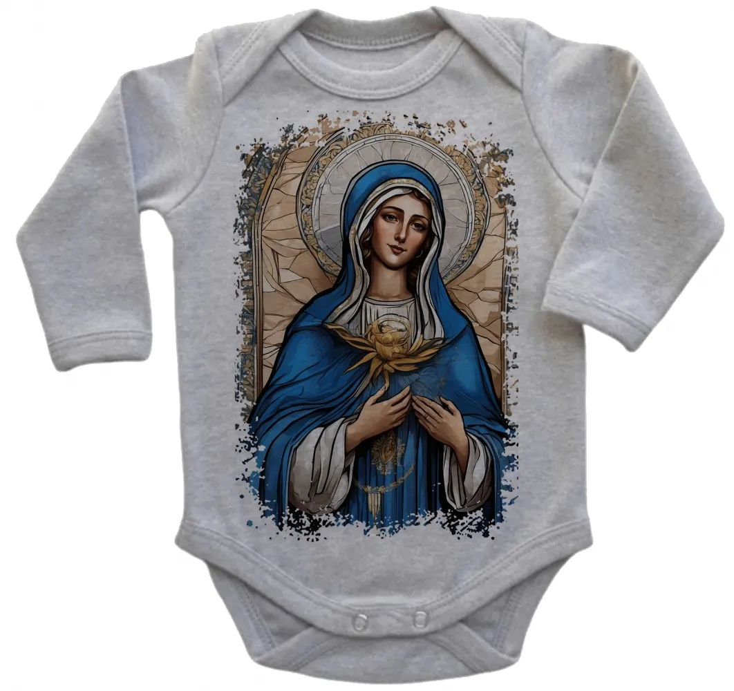Body Bebê Infantil roupa criança Nossa Senhora Aparecida Jesus Mãe Imagem