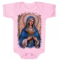 Body Bebê Infantil roupa criança Nossa Senhora Aparecida Jesus Mãe - Foto 4