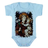 Body Bebê Infantil roupa criança Santo Antonio vitral Jesus - Foto 2
