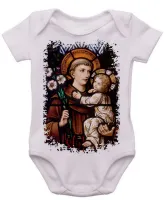 Body Bebê Infantil roupa criança Santo Antonio vitral Jesus - Foto 3