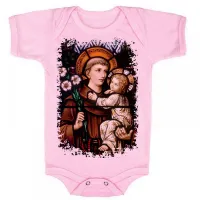 Body Bebê Infantil roupa criança Santo Antonio vitral Jesus - Foto 4