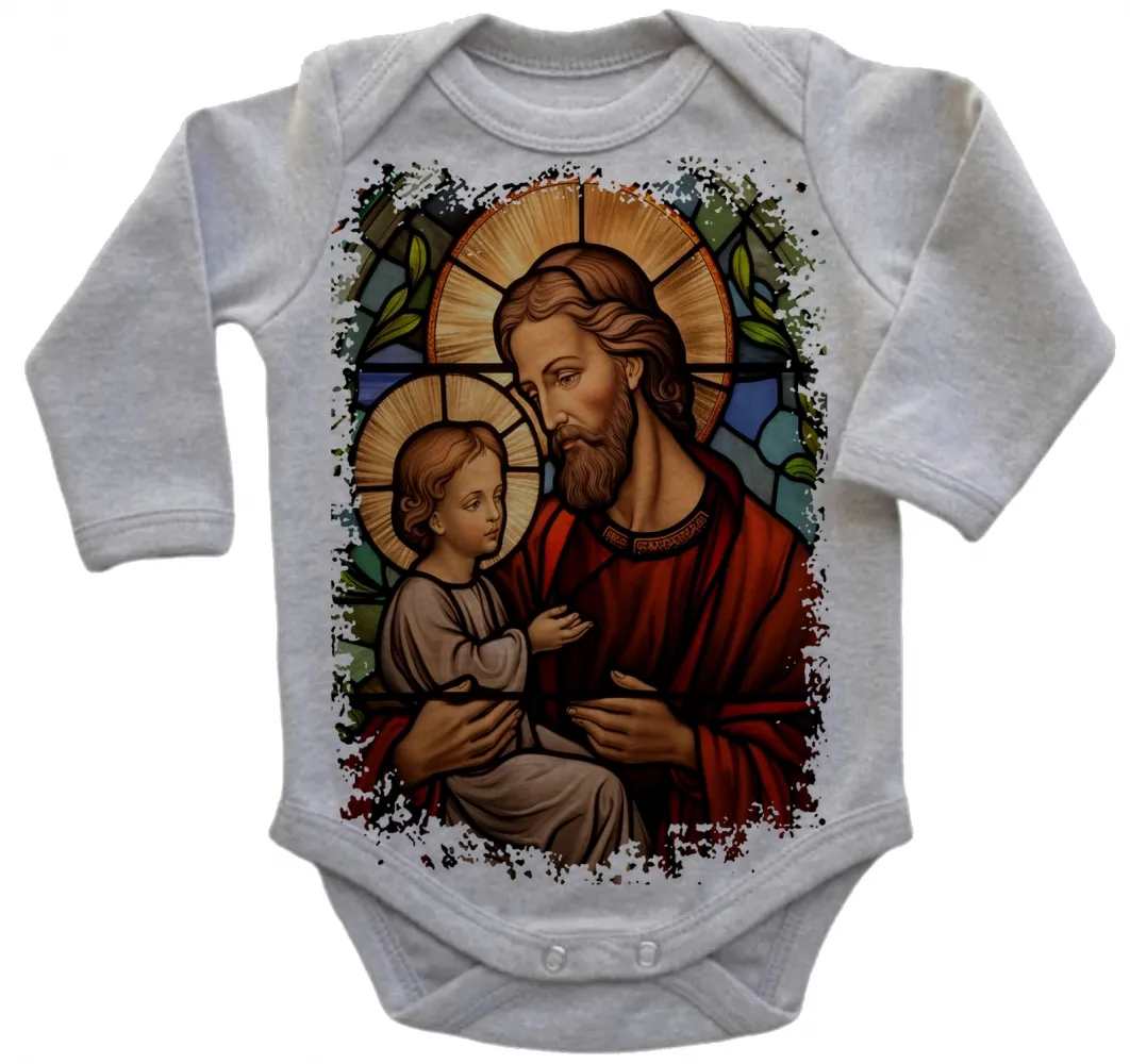 Body Bebê Infantil roupa criança São Jose Jesus Vitral Imagem