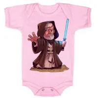 Body Bebê Infantil roupa criança obi wan kenobi velho star wars - Foto 4
