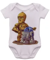 Body Bebê Infantil roupa criança Robo star wars C 3po r2 d2 - Foto 2