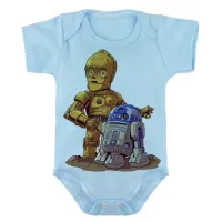Body Bebê Infantil roupa criança Robo star wars C 3po r2 d2 - Foto 3