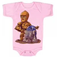 Body Bebê Infantil roupa criança Robo star wars C 3po r2 d2 - Foto 4