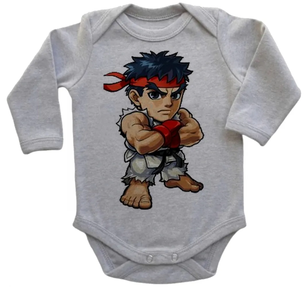 Body Bebê Infantil roupa criança Ryu Karate Street Fighter jogo antigo