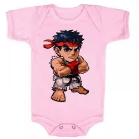 Body Bebê Infantil roupa criança Ryu Karate Street Fighter jogo antigo - Foto 4