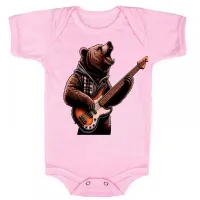Body Bebê Infantil roupa criança contra baixo urso rock bear - Foto 4
