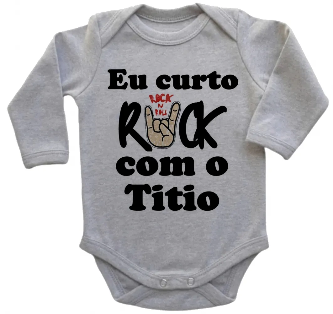 Body Bebê Infantil roupa criança Eu curto rock com tio Titio