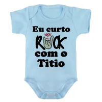 Body Bebê Infantil roupa criança Eu curto rock com tio Titio - Foto 2
