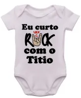 Body Bebê Infantil roupa criança Eu curto rock com tio Titio - Foto 3