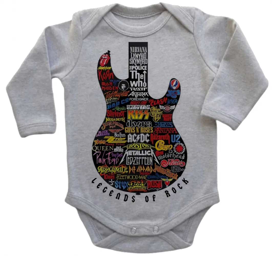 Body Bebê Infantil roupa criança guitarra bandas rock famosas