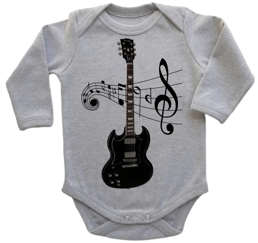 Body Bebê Infantil roupa criança Guitarra preta black musica