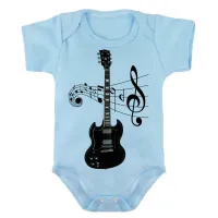 Body Bebê Infantil roupa criança Guitarra preta black musica - Foto 2