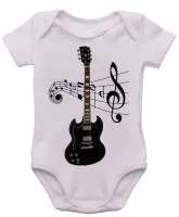 Body Bebê Infantil roupa criança Guitarra preta black musica - Foto 3