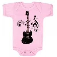 Body Bebê Infantil roupa criança Guitarra preta black musica - Foto 4