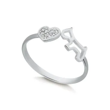 Anel de prata  pet coração -  271364