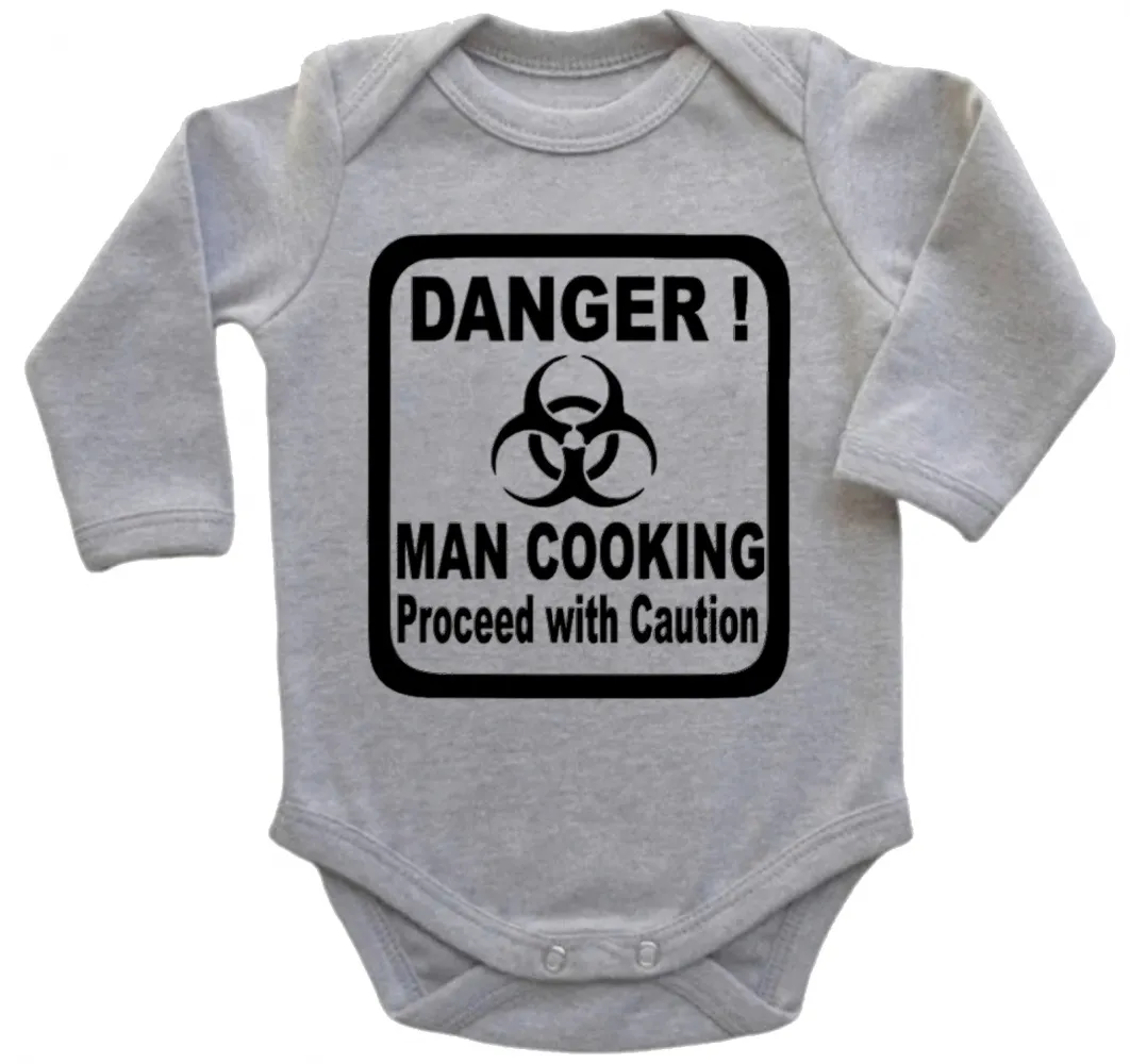 Body Bebê Infantil roupa criança Homem cozinha cozinheiro perigo