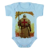 Body Bebê Infantil roupa criança templario cavaleiro Cruz Jesus Cristo - Foto 2