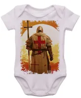 Body Bebê Infantil roupa criança templario cavaleiro Cruz Jesus Cristo - Foto 3