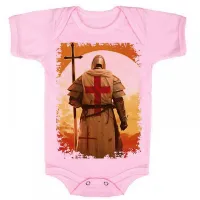 Body Bebê Infantil roupa criança templario cavaleiro Cruz Jesus Cristo - Foto 4