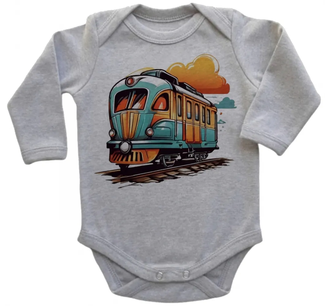 Body Bebê Infantil roupa criança trem colorido trensurb Imagem