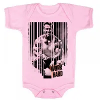 Body Bebê Infantil roupa criança arnold schwarzenegger ator work hard croos fit academia maromba - Foto 4