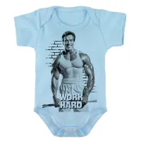 Body Bebê Infantil roupa criança arnold schwarzenegger work hard croos fit academia maromba - Foto 2