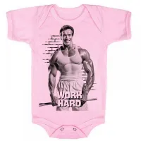 Body Bebê Infantil roupa criança arnold schwarzenegger work hard croos fit academia maromba - Foto 4