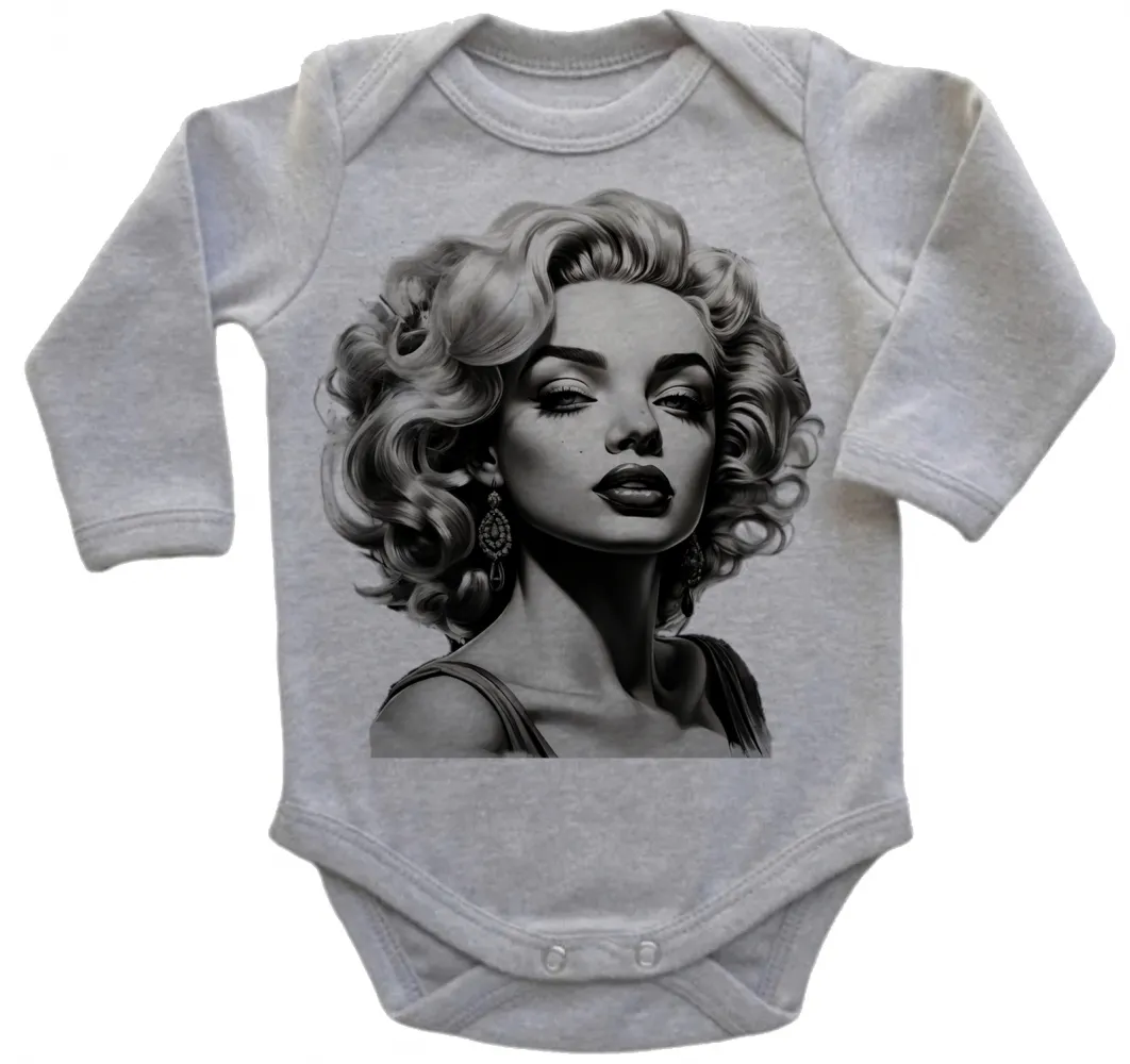 Body Bebê Infantil roupa criança marilyn monroe preto e branco