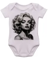 Body Bebê Infantil roupa criança marilyn monroe preto e branco - Foto 3