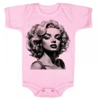 Body Bebê Infantil roupa criança marilyn monroe preto e branco - Foto 4