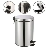 Lixeira Inox Banheiro 12 Litros Cozinha Cesto de Lixo Pedal Tampa