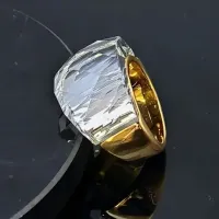 ANEL EM AÇO INOXIDÁVEL COM PEDRA BRANCA, BANHADO A OURO 18K - Foto 3