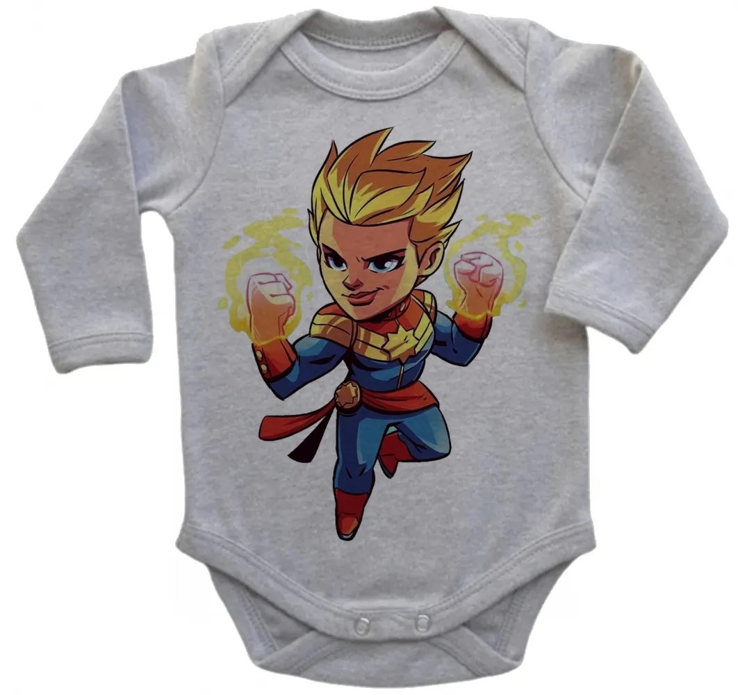 Body Bebê Infantil roupa criança Capitã Marvel heroi vingadores feminina
