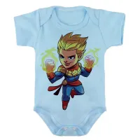 Body Bebê Infantil roupa criança Capitã Marvel heroi vingadores feminina - Foto 2