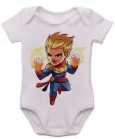 Body Bebê Infantil roupa criança Capitã Marvel heroi vingadores feminina - Foto 3