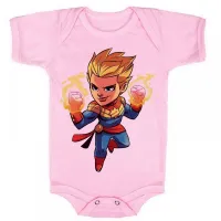 Body Bebê Infantil roupa criança Capitã Marvel heroi vingadores feminina - Foto 4