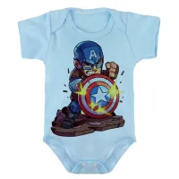Body Bebê Infantil roupa criança Capitão america escudo balas - Foto 2